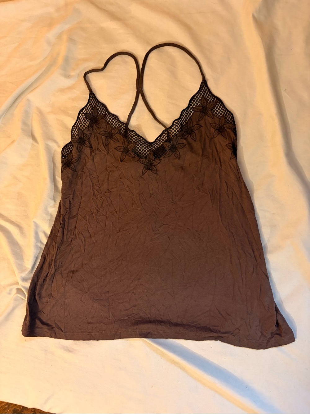 American Eagle Outfitters Black Lace-Trim Tank